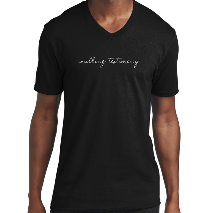 Mens Graphic V-neck T-shirt Say It Soul Walking Testimony - Unisex | T-Shirts