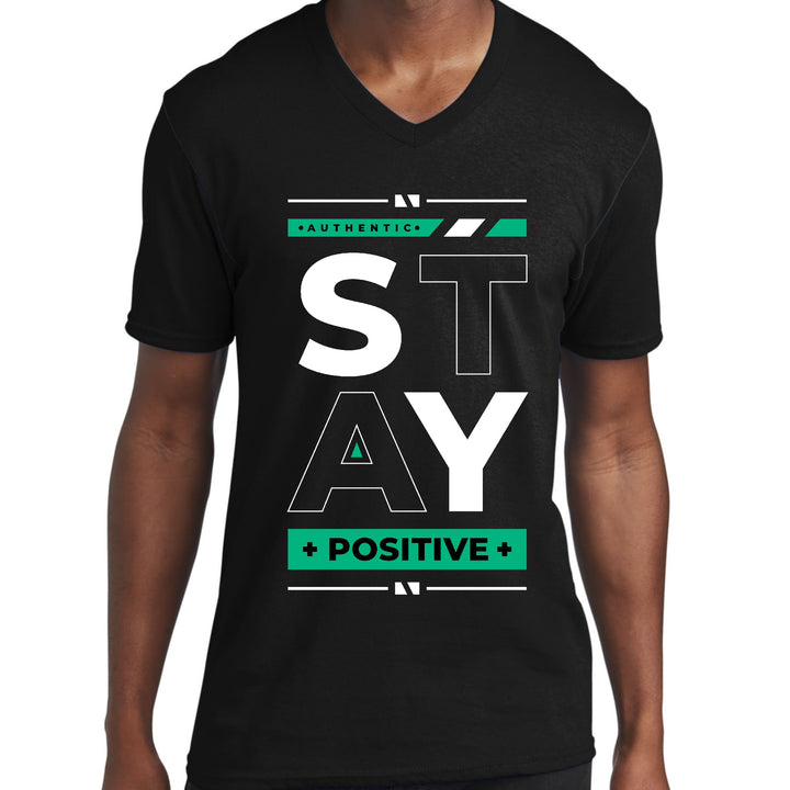 Mens Graphic V-neck T-shirt Stay Positive - Unisex | T-Shirts | V-Neck