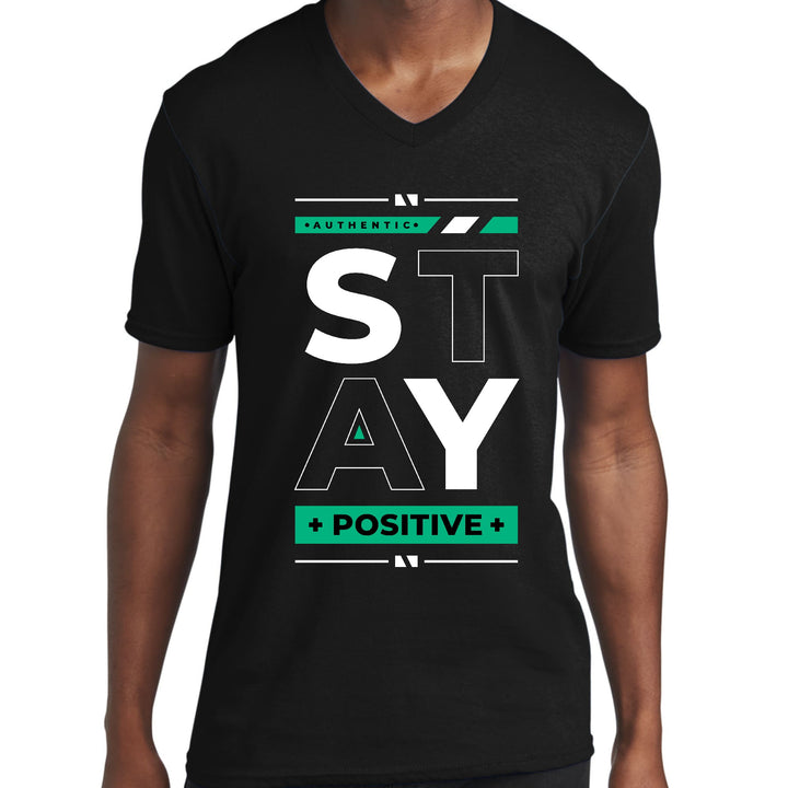 Mens Graphic V-neck T-shirt Stay Positive - Unisex | T-Shirts | V-Neck
