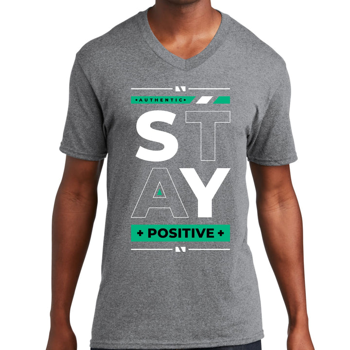Mens Graphic V-neck T-shirt Stay Positive - Unisex | T-Shirts | V-Neck