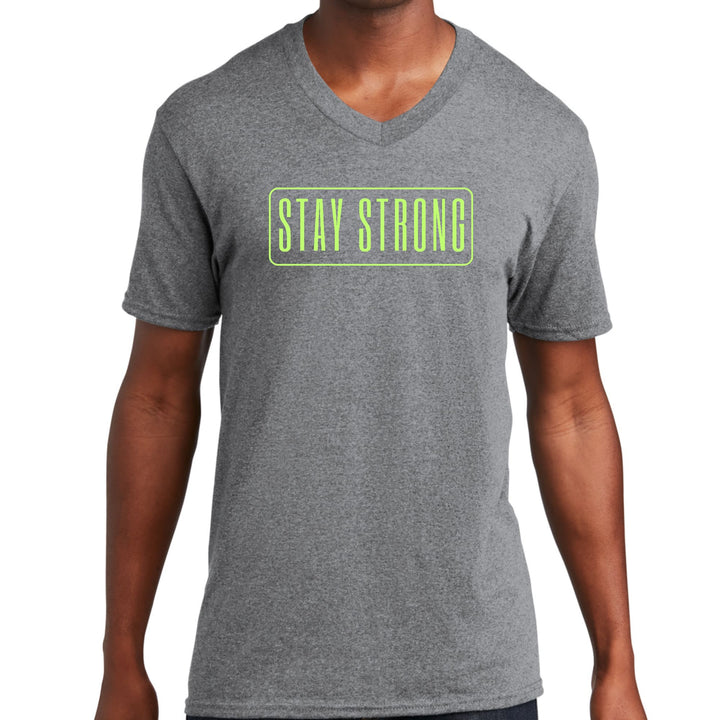 Mens Graphic V-neck T-shirt Stay Strong Neon Print - Unisex | T-Shirts | V-Neck