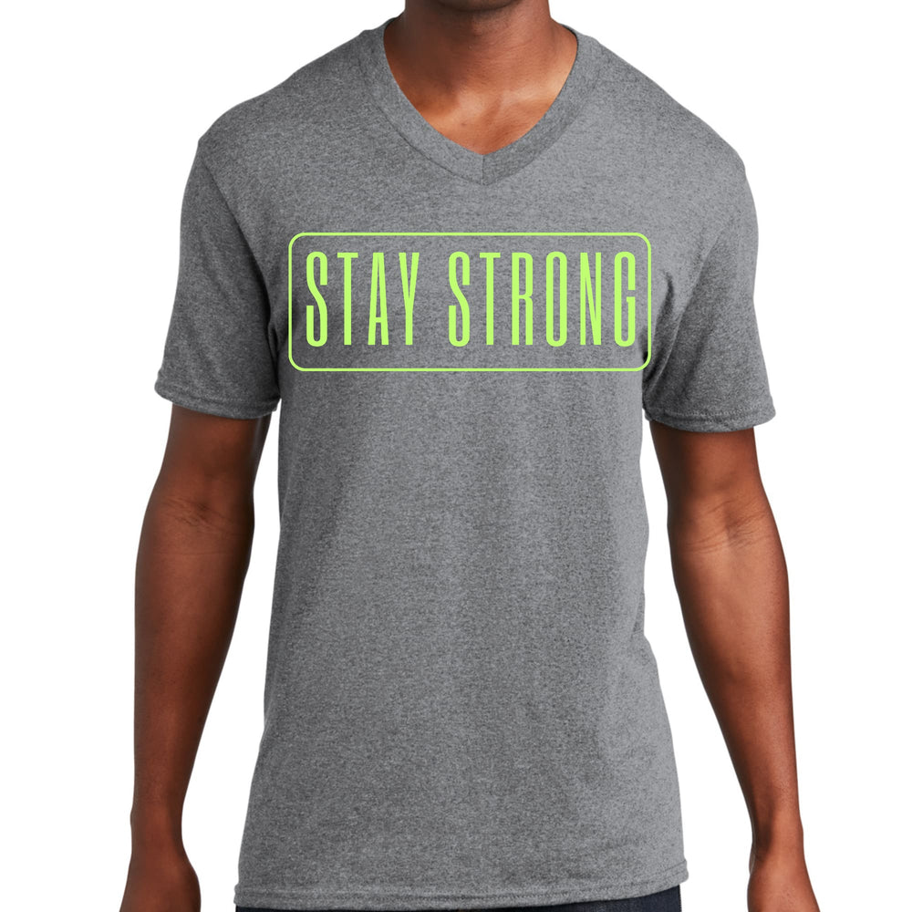 Mens Graphic V-neck T-shirt Stay Strong Neon Print - Mens | T-Shirts | V-Neck