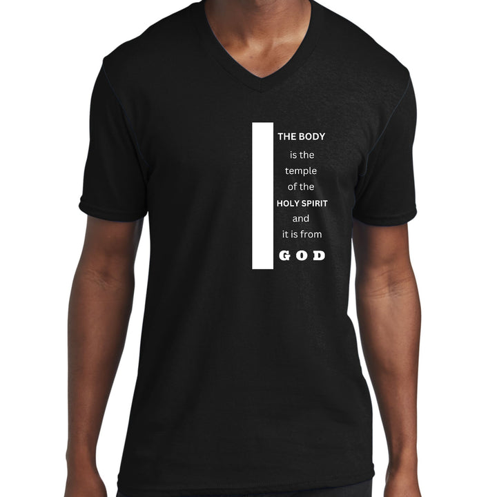 Mens Graphic V-neck T-shirt The Body Is The Temple Of The Holy - Unisex