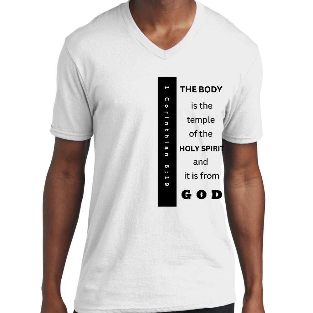 Mens Graphic V-neck T-shirt the Body is the Temple Print - Unisex | T-Shirts