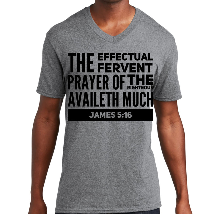 Mens Graphic V-neck T-shirt the Effectual Fervent Prayer Print - Unisex