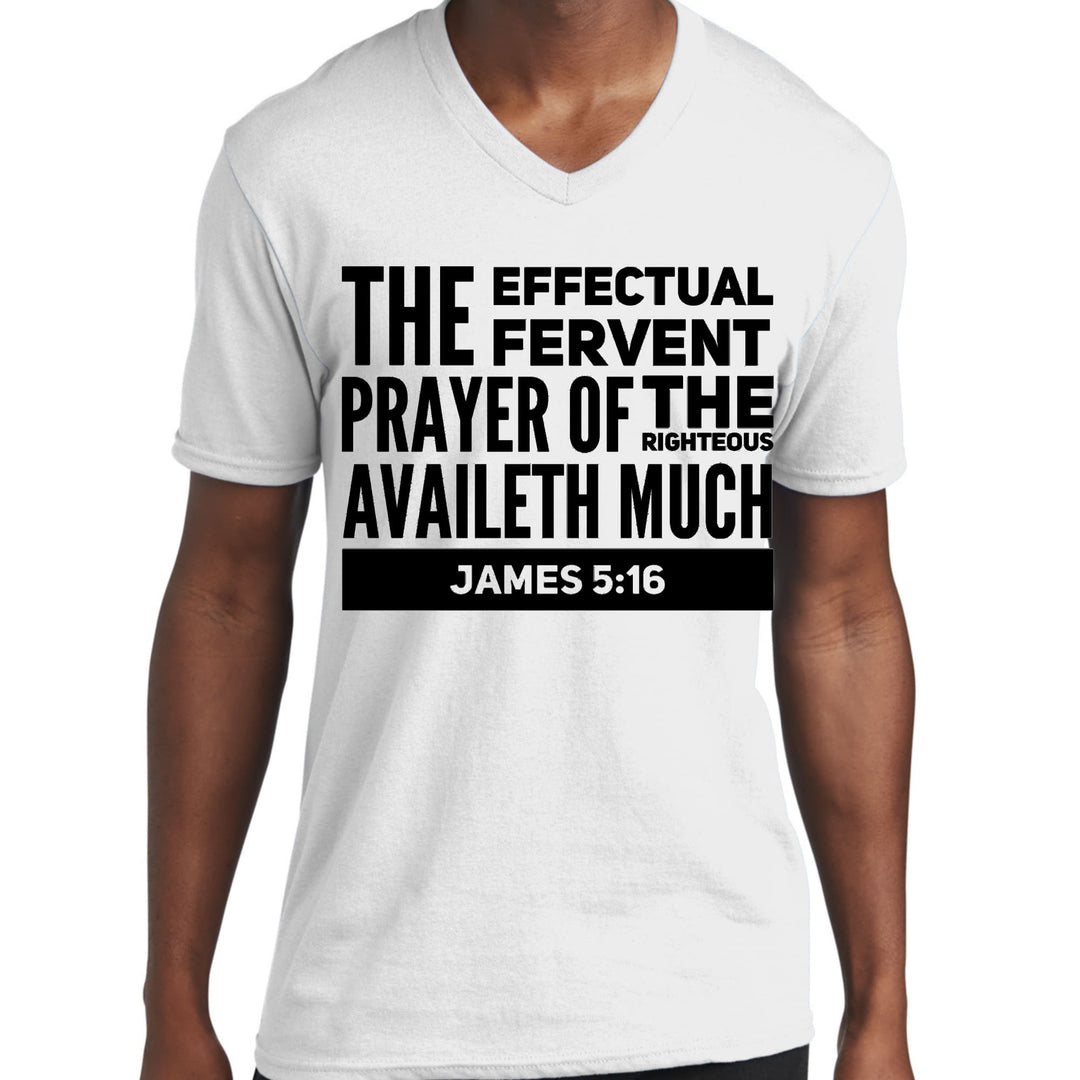 Mens Graphic V-neck T-shirt the Effectual Fervent Prayer Print - Unisex