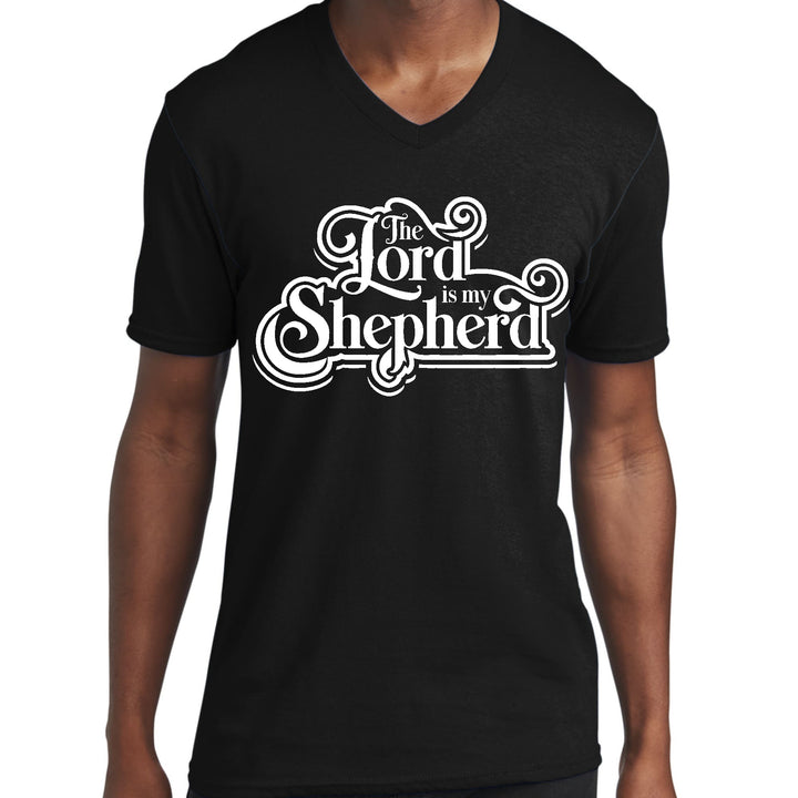 Mens Graphic V-neck T-shirt the Lord is my Shepherd - Unisex | T-Shirts | V-Neck