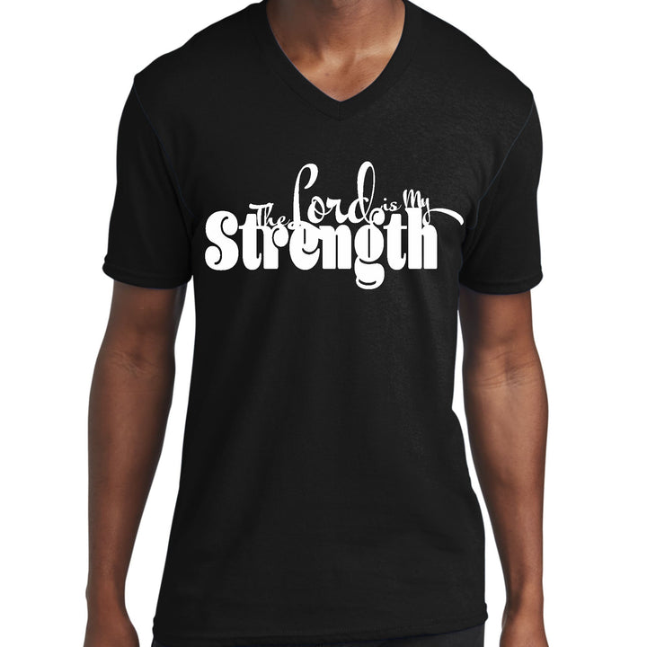 Mens Graphic V-neck T-shirt - the Lord is my Strength Print - Unisex | T-Shirts