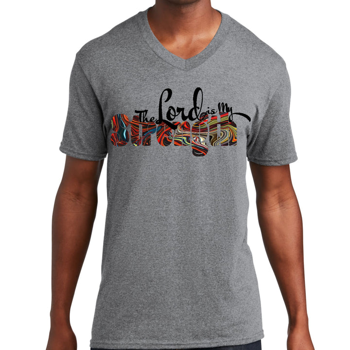 Mens Graphic V-neck T-shirt the Lord is my Strength Print - Unisex | T-Shirts