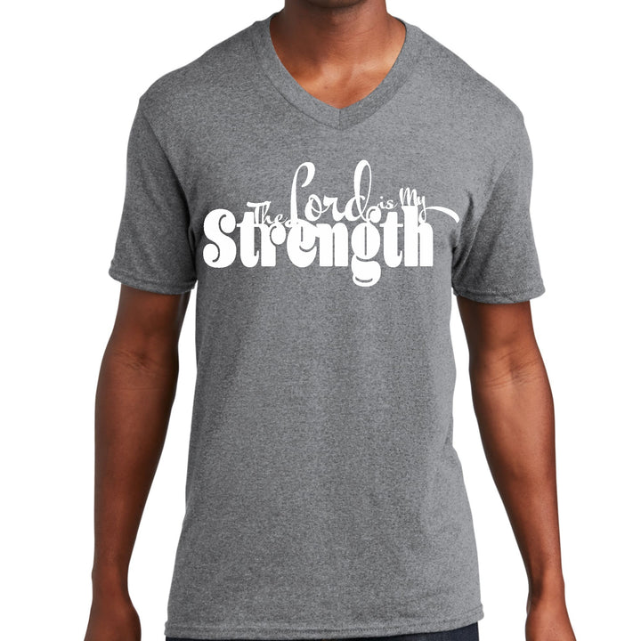 Mens Graphic V-neck T-shirt - the Lord is my Strength Print - Unisex | T-Shirts