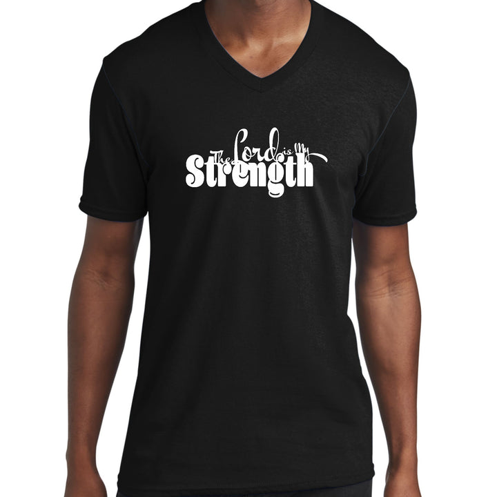 Mens Graphic V-neck T-shirt The Lord Is My Strength Print - Unisex | T-Shirts