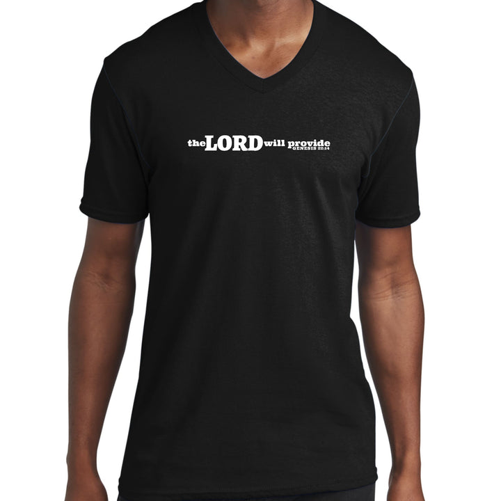 Mens Graphic V-neck T-shirt The Lord Will Provide Print - Unisex | T-Shirts