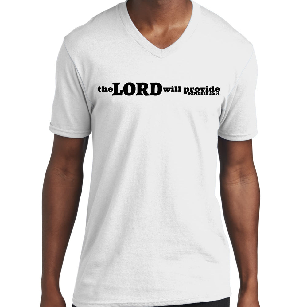 Mens Graphic V-neck T-shirt the Lord will Provide Print - Unisex | T-Shirts