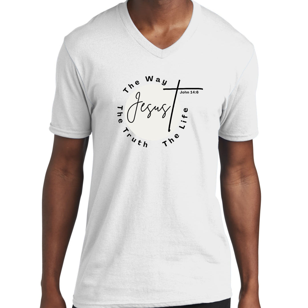 Mens Graphic V-neck T-shirt The Truth The Way The Life - Unisex | T-Shirts