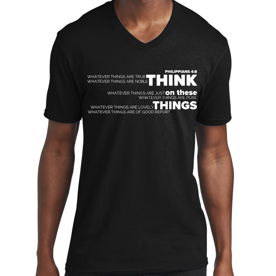 Mens Graphic V-neck T-shirt Think on these Things - Unisex | T-Shirts | V-Neck