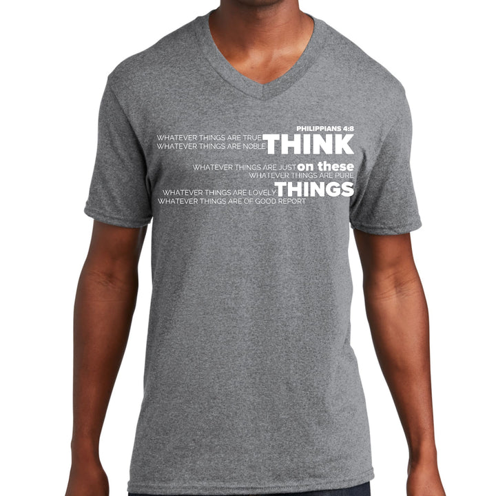 Mens Graphic V-neck T-shirt Think on these Things - Unisex | T-Shirts | V-Neck