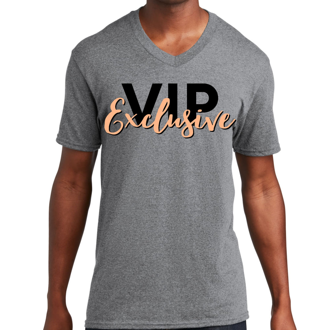 Mens Graphic V-neck T-shirt Vip Exclusive Black and Beige - Mens | T-Shirts