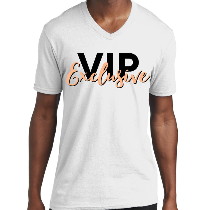 Mens Graphic V-neck T-shirt Vip Exclusive Black and Beige - Mens | T-Shirts