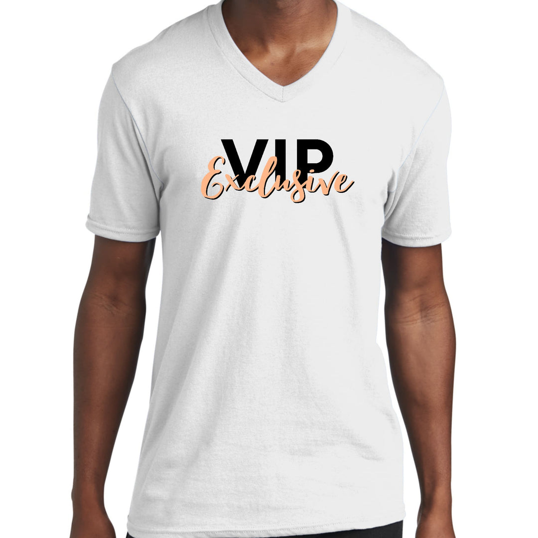 Mens Graphic V-neck T-shirt Vip Exclusive Black And Beige - Unisex | T-Shirts