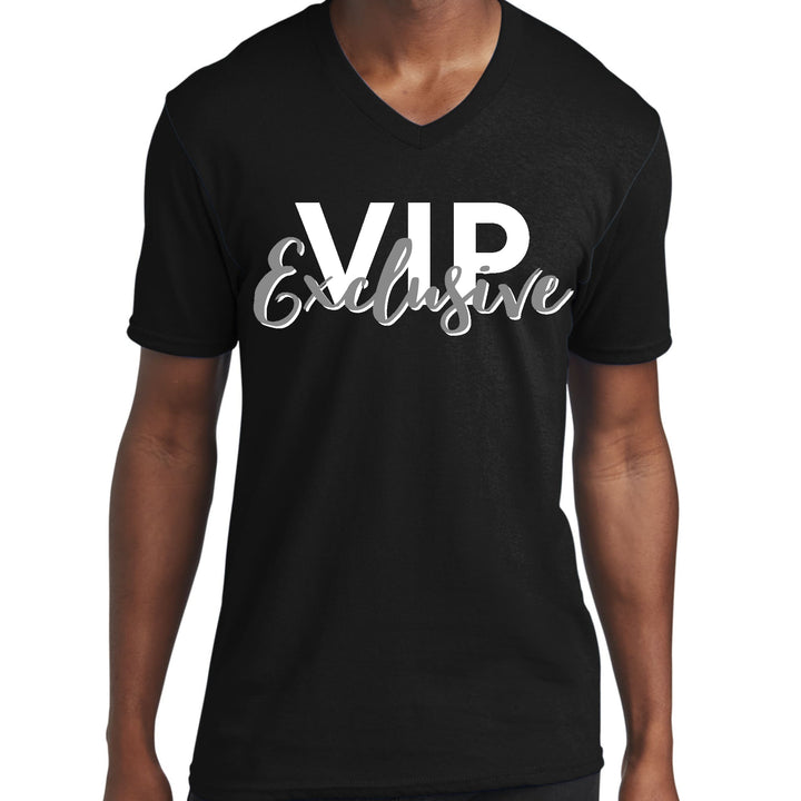 Mens Graphic V-neck T-shirt Vip Exclusive Grey and White - Mens | T-Shirts