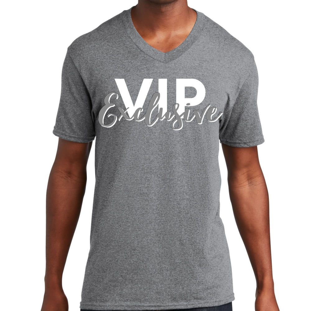 Mens Graphic V-neck T-shirt Vip Exclusive Grey and White - Mens | T-Shirts