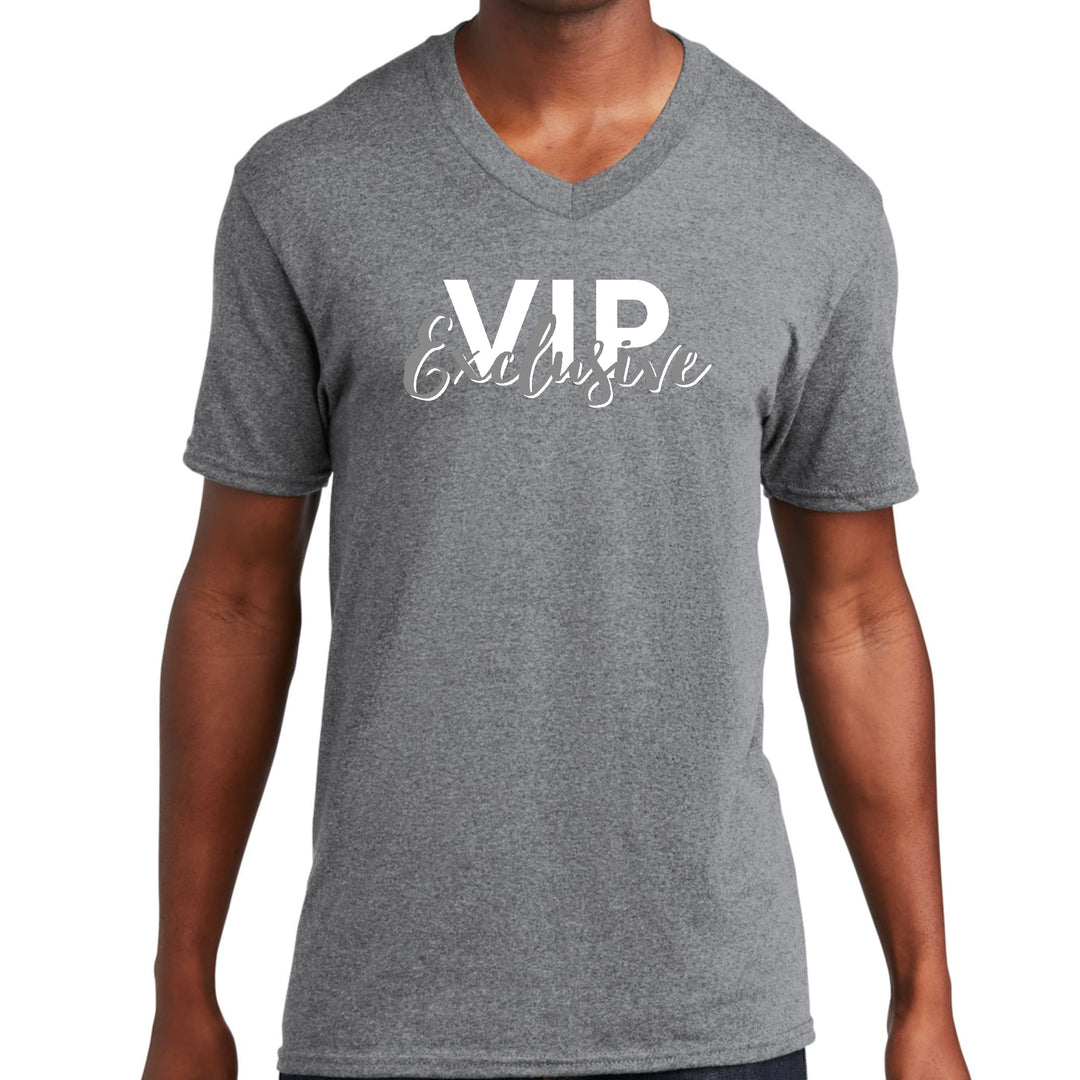 Mens Graphic V-neck T-shirt Vip Exclusive Grey And White - Unisex | T-Shirts