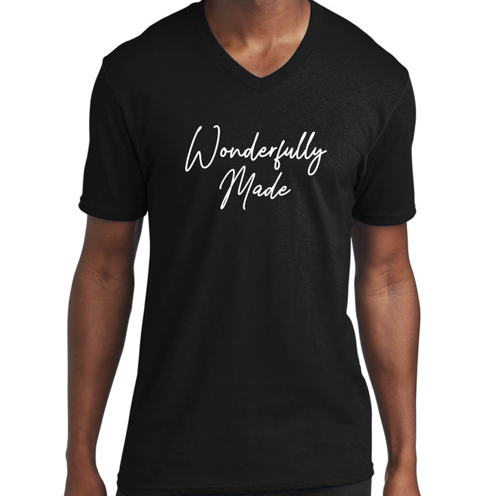 Mens Graphic V-neck T-shirt Wonderfully Made - Unisex | T-Shirts | V-Neck