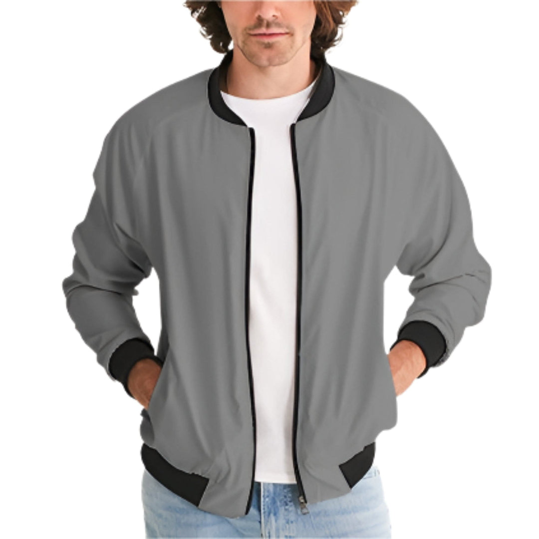 Mens Gray Bomber Jacket - Mens/Jackets/Bombers