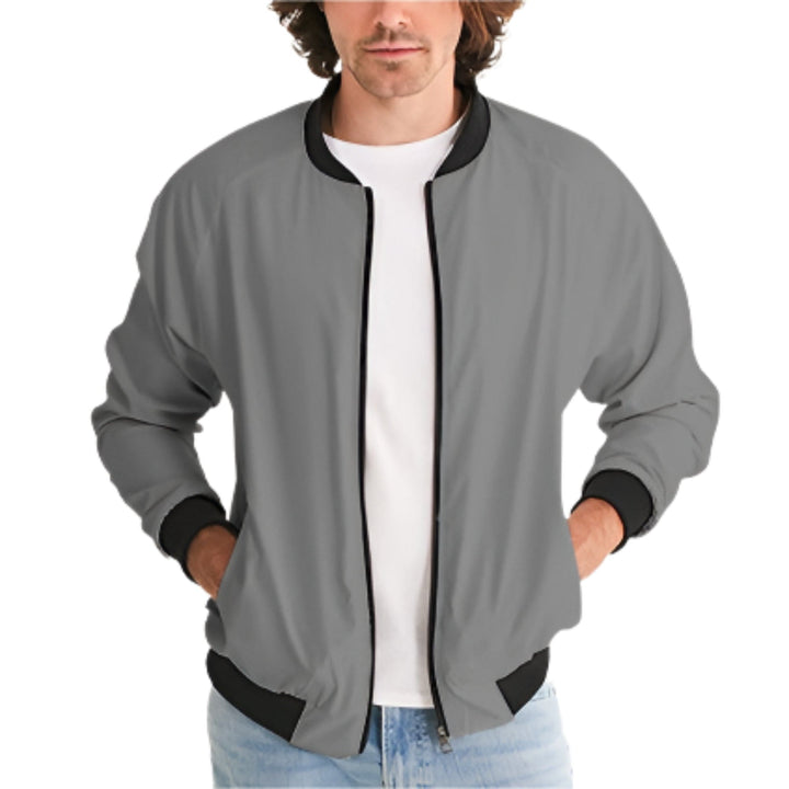 Mens Gray Bomber Jacket - Mens/Jackets/Bombers