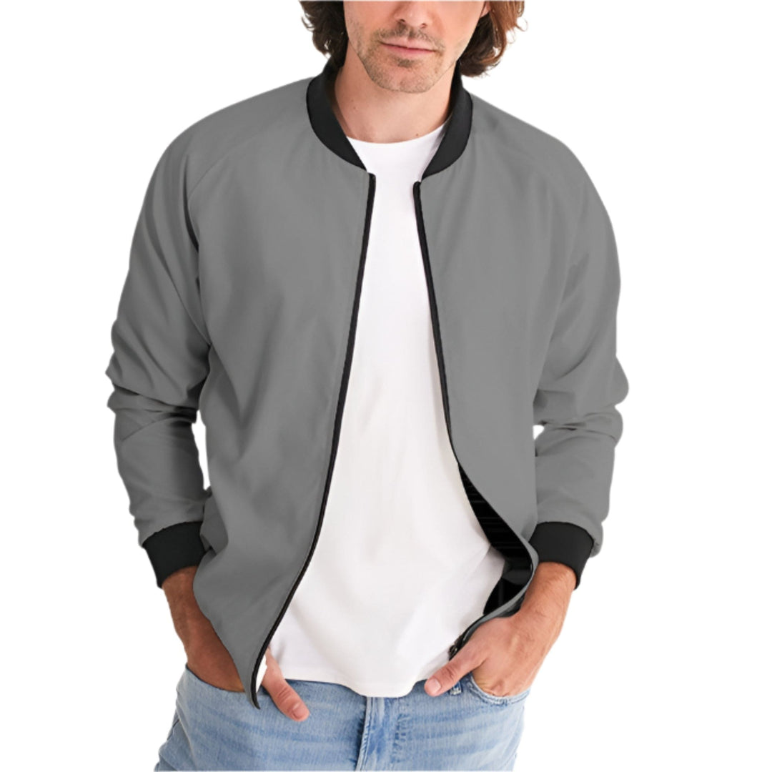 Mens Gray Bomber Jacket - Mens/Jackets/Bombers