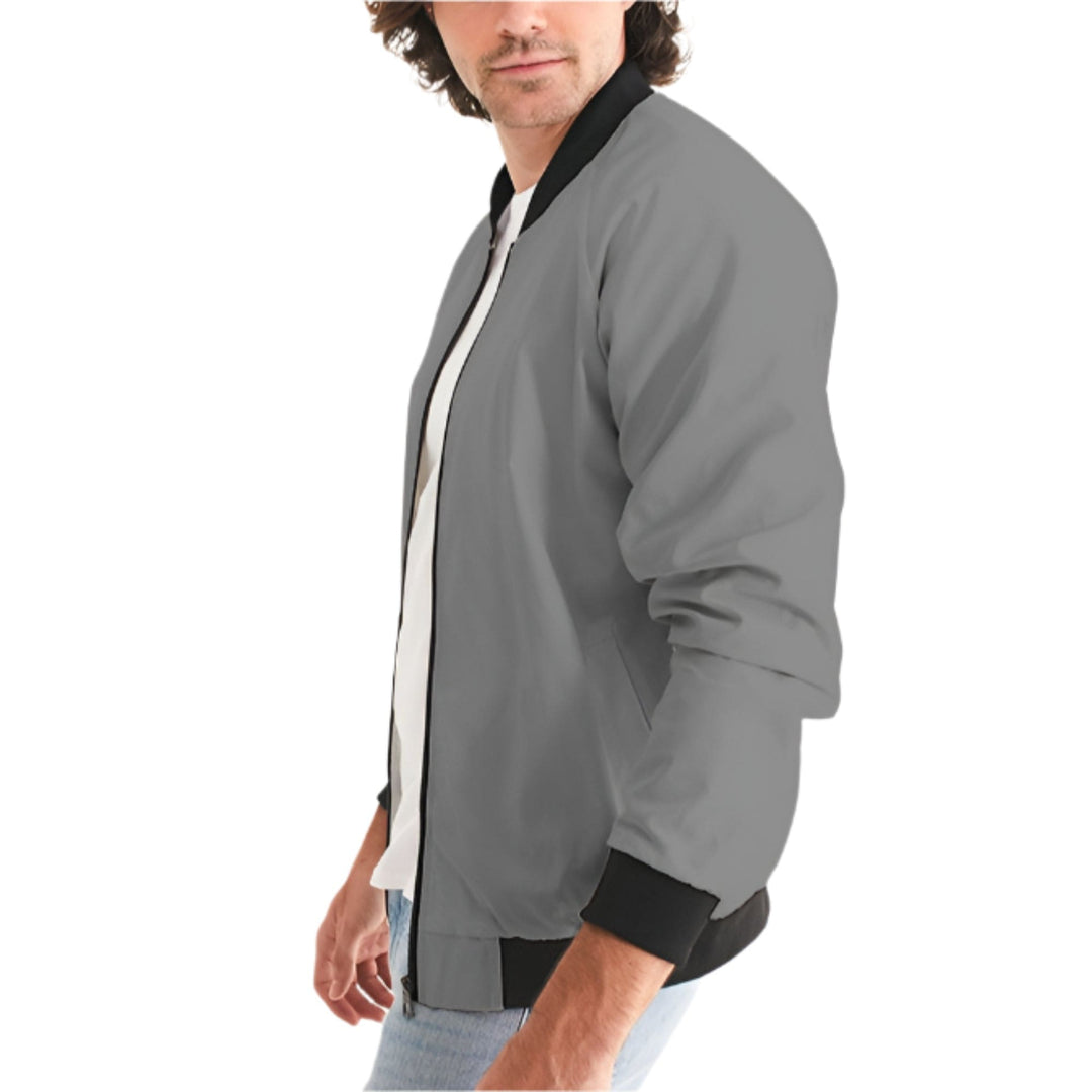 Mens Gray Bomber Jacket - Mens/Jackets/Bombers
