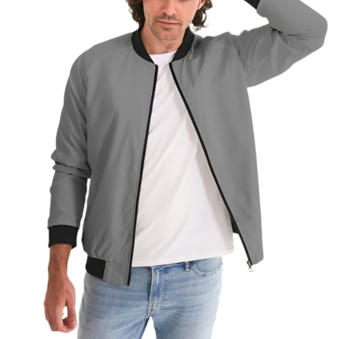 Mens Gray Bomber Jacket - Mens/Jackets/Bombers
