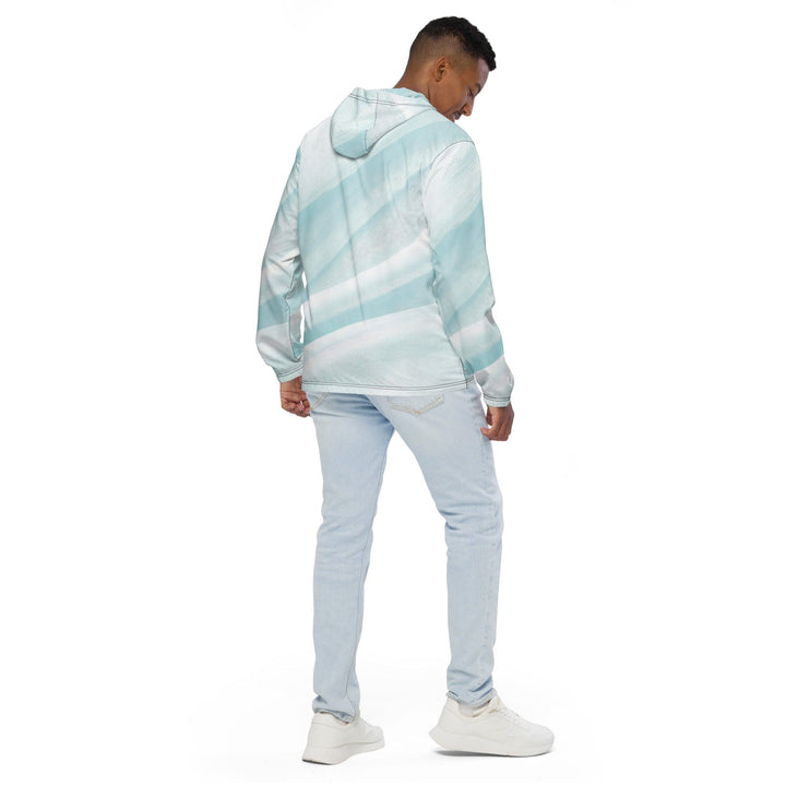 Mens Hooded Windbreaker Jacket - Pastel Blue Swirl