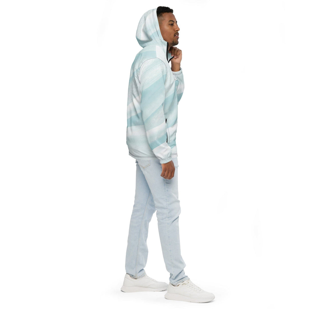 Mens Hooded Windbreaker Jacket - Pastel Blue Swirl