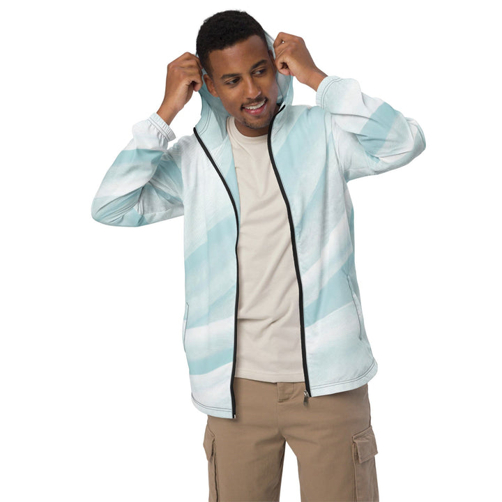 Mens Hooded Windbreaker Jacket - Pastel Blue Swirl