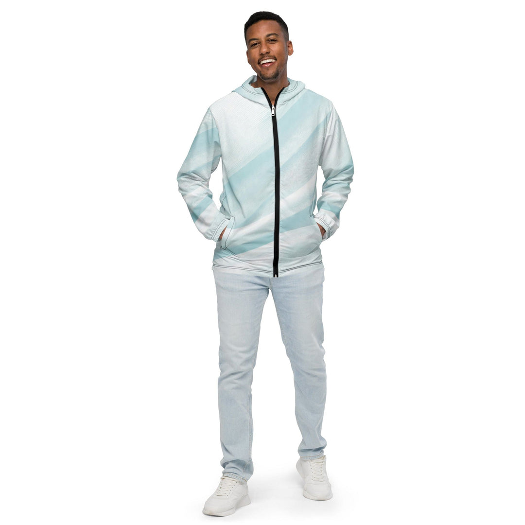 Mens Hooded Windbreaker Jacket Pastel Blue Swirl