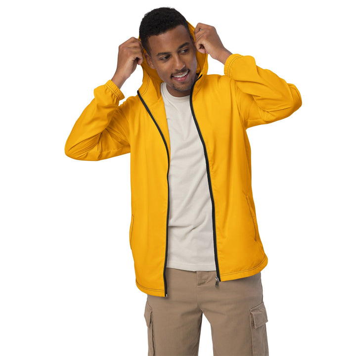 Mens Hooded Windbreaker Jacket Golden Yellow