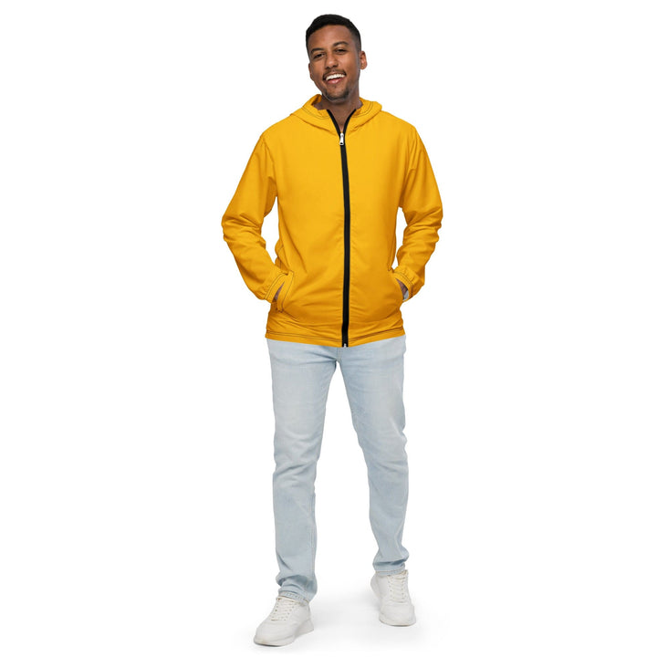 Mens Hooded Windbreaker Jacket Golden Yellow