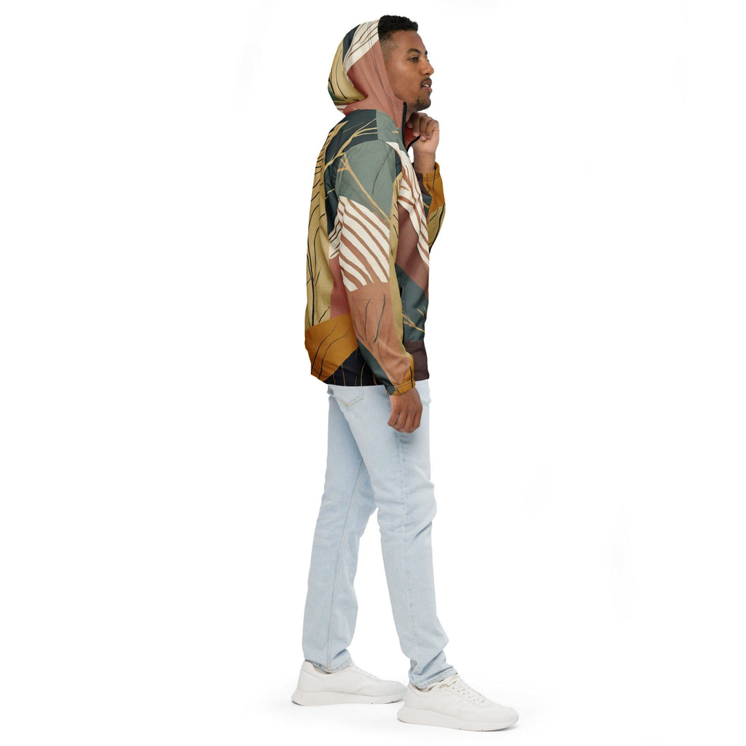 Mens Hooded Windbreaker Jacket - Boho Style Print