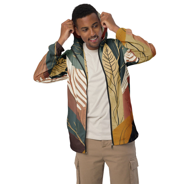 Mens Hooded Windbreaker Jacket - Boho Style Print