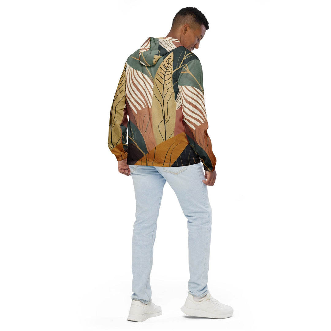 Mens Hooded Windbreaker Jacket - Boho Style Print