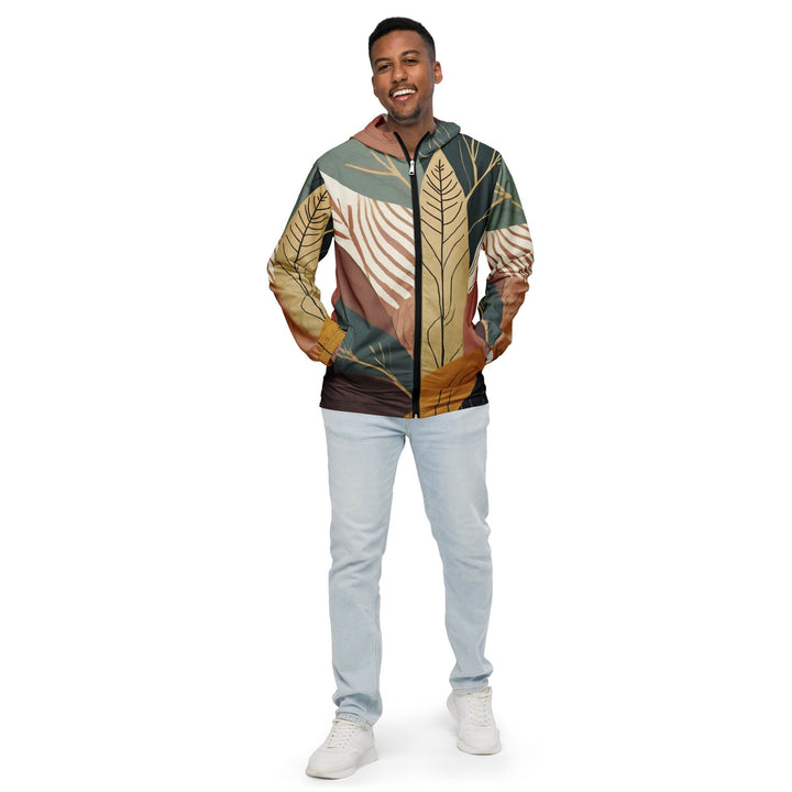 Mens Hooded Windbreaker Jacket - Boho Style Print