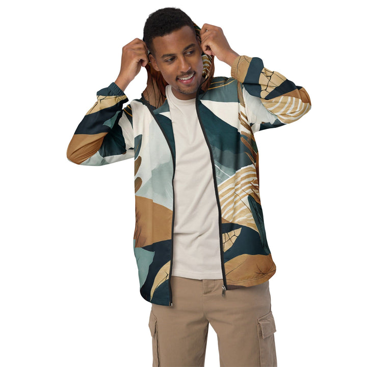 Mens Hooded Windbreaker Jacket Boho Style Print 3