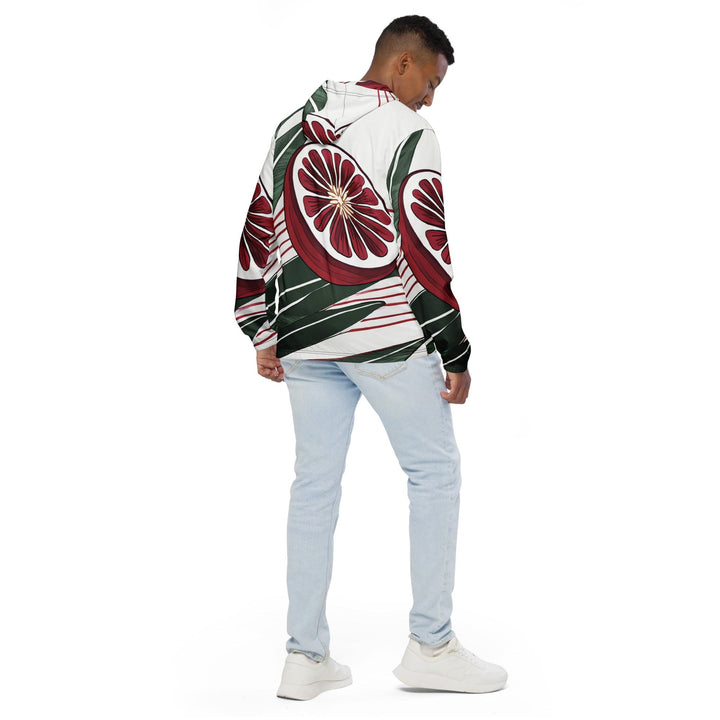 Mens Hooded Windbreaker Jacket - Colorful Floral Lines 3