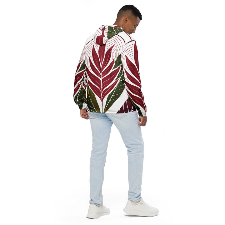 Mens Hooded Windbreaker Jacket - Colorful Floral Lines
