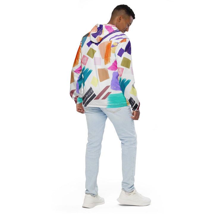 Mens Hooded Windbreaker Jacket Pastel Pattern