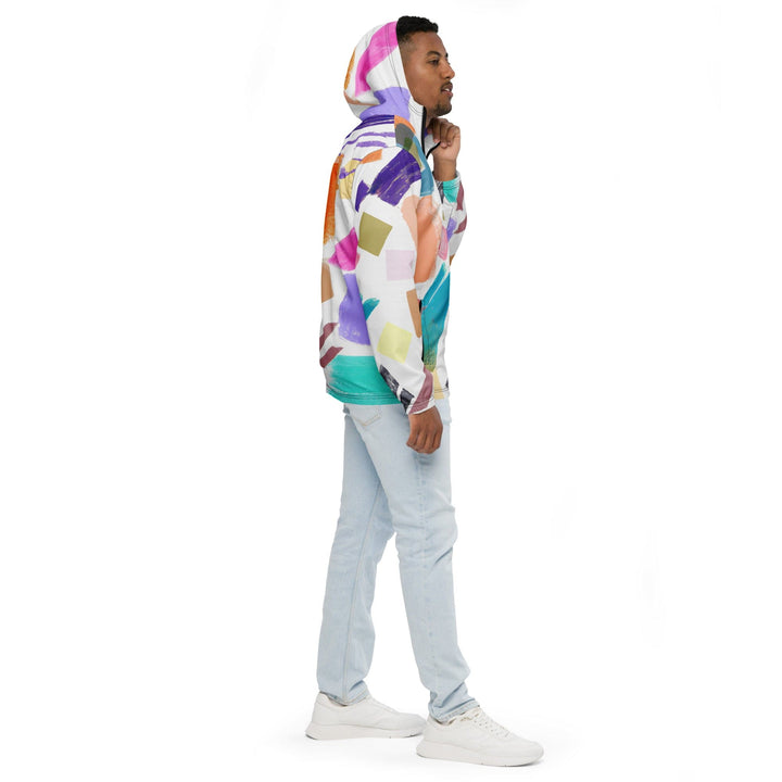 Mens Hooded Windbreaker Jacket Pastel Pattern