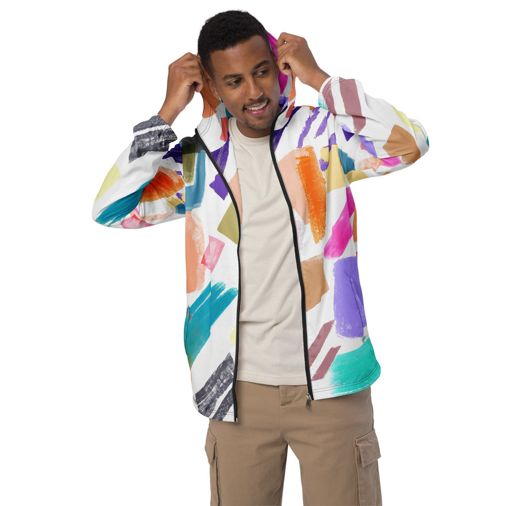 Mens Hooded Windbreaker Jacket Pastel Pattern