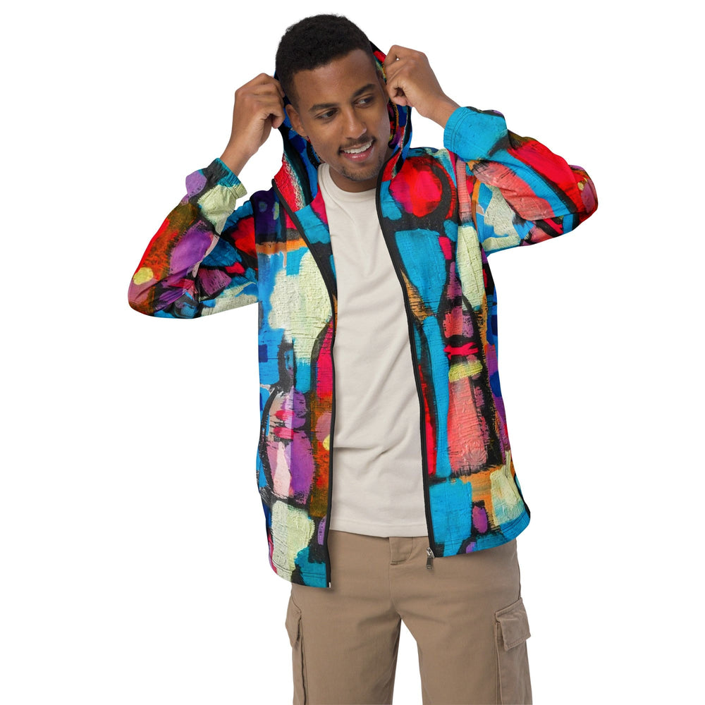Mens Hooded Windbreaker Jacket Sutileza Smooth Colorful Abstract