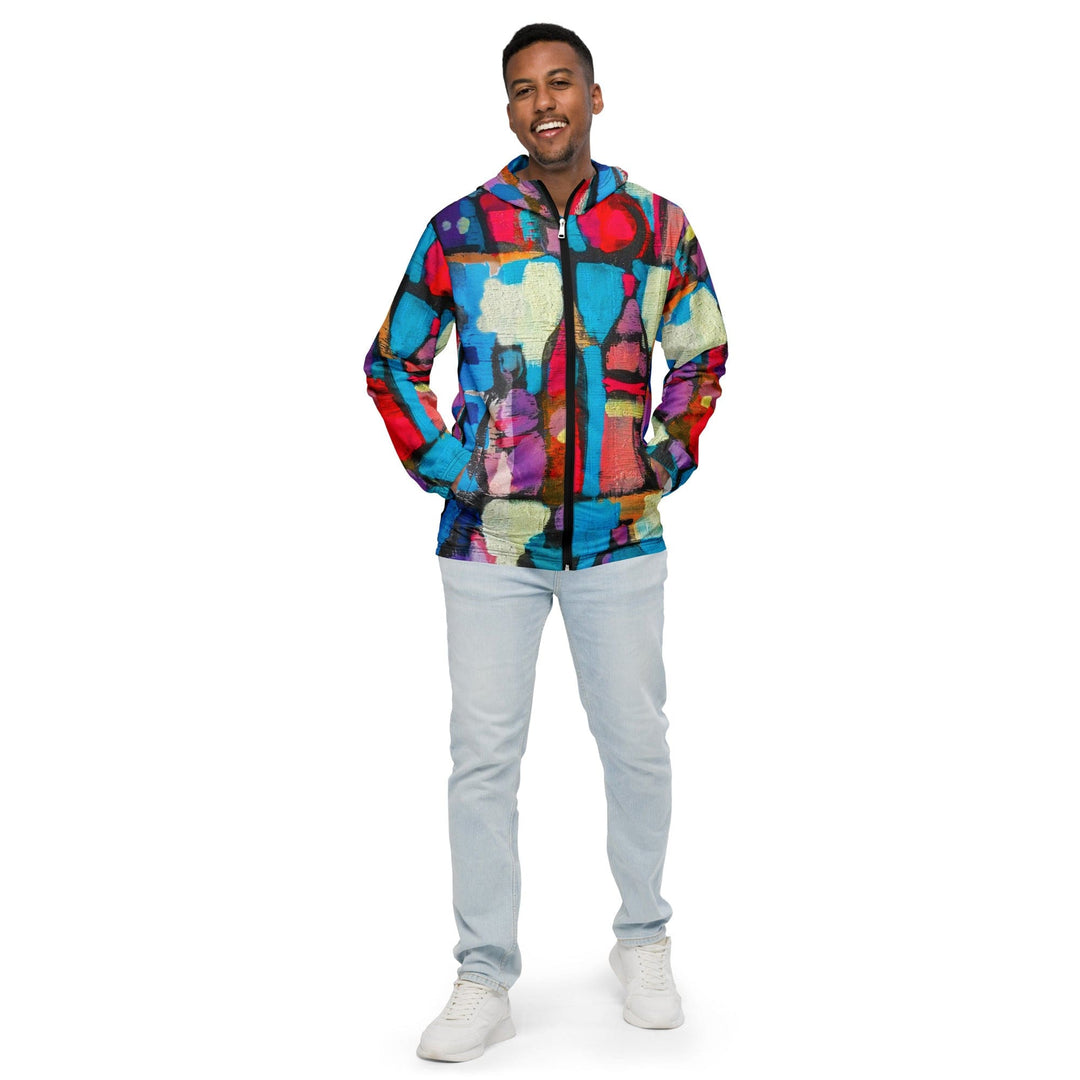 Mens Hooded Windbreaker Jacket Sutileza Smooth Colorful Abstract